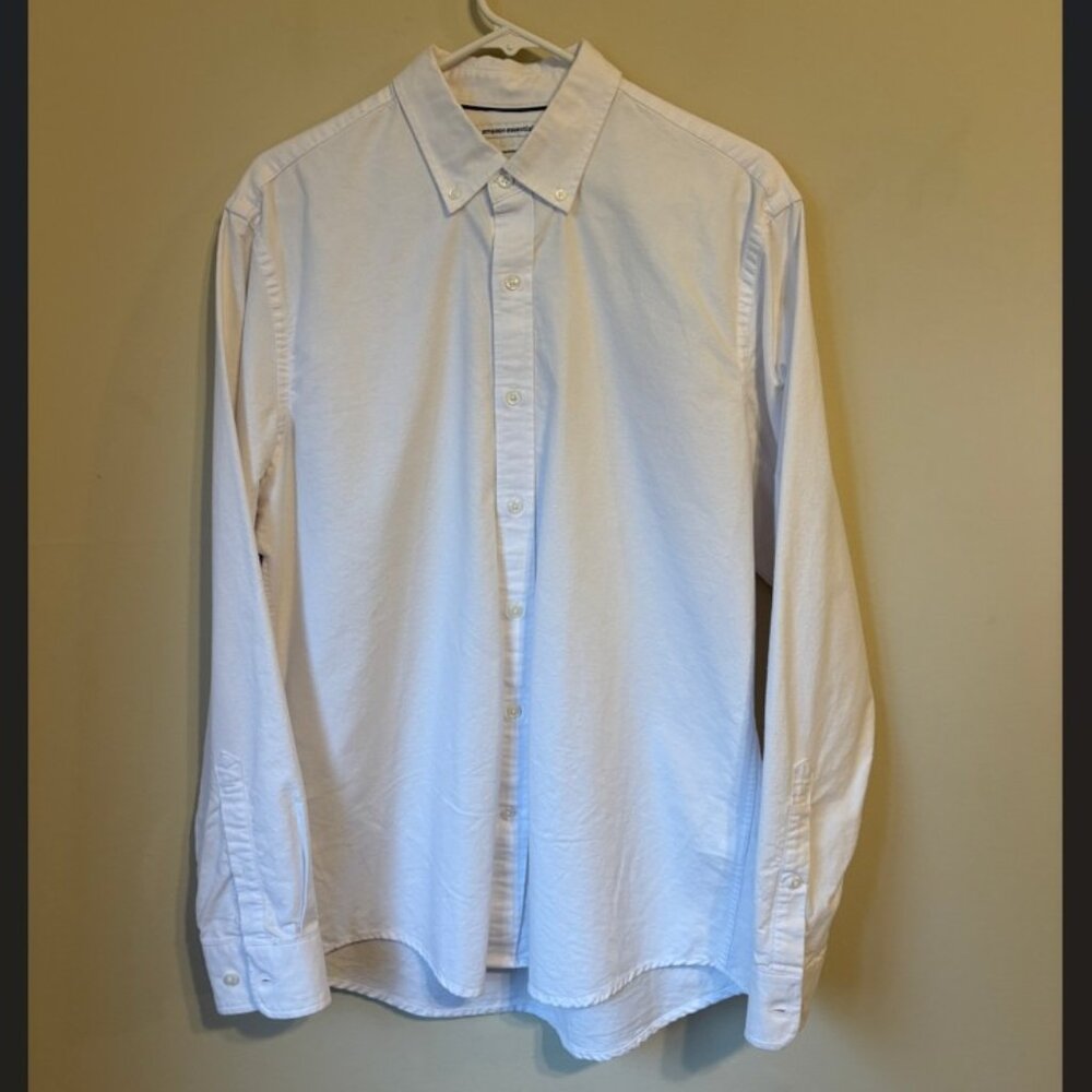 Amazon Essentials White Slim-Fit Long-Sleeve Oxford Shirt Men's Size L